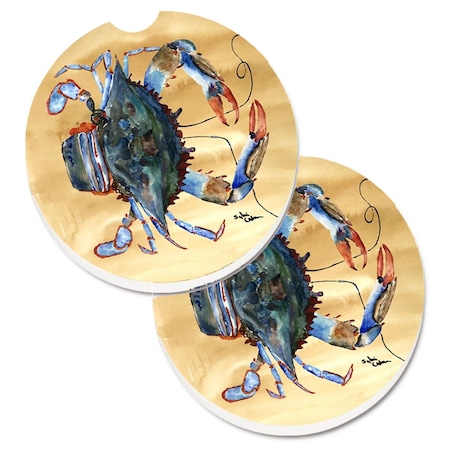 Carolines Treasures Crab Set of 2 Cup Holder Car Coaster 8156CARC